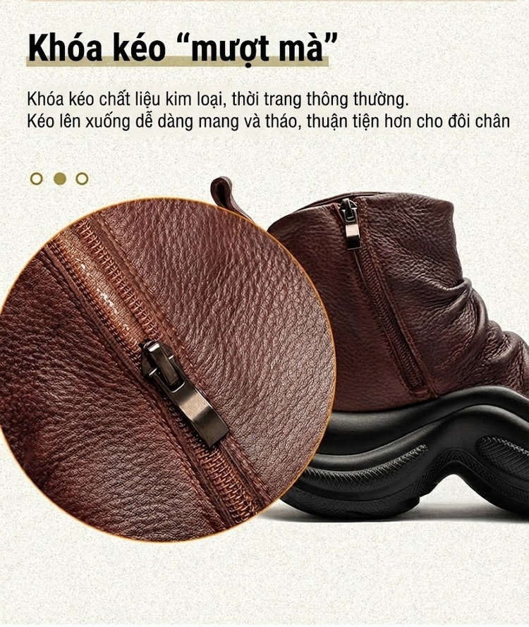 Boot Nữ Da Bò Cổ Lửng Phong Cách Anh Quốc Chiều Cao Đế Khoảng 5cm Màu Đen, Nâu chi tiết 6