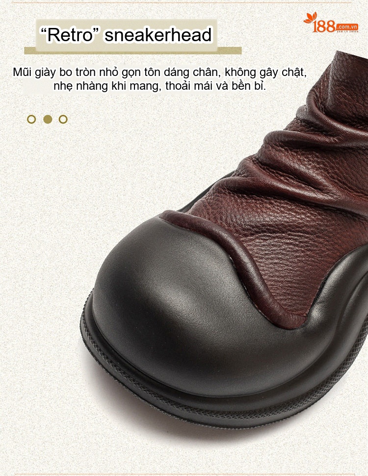 Boot Nữ Da Bò Cổ Lửng Phong Cách Anh Quốc Chiều Cao Đế Khoảng 5cm Màu Đen, Nâu chi tiết 3