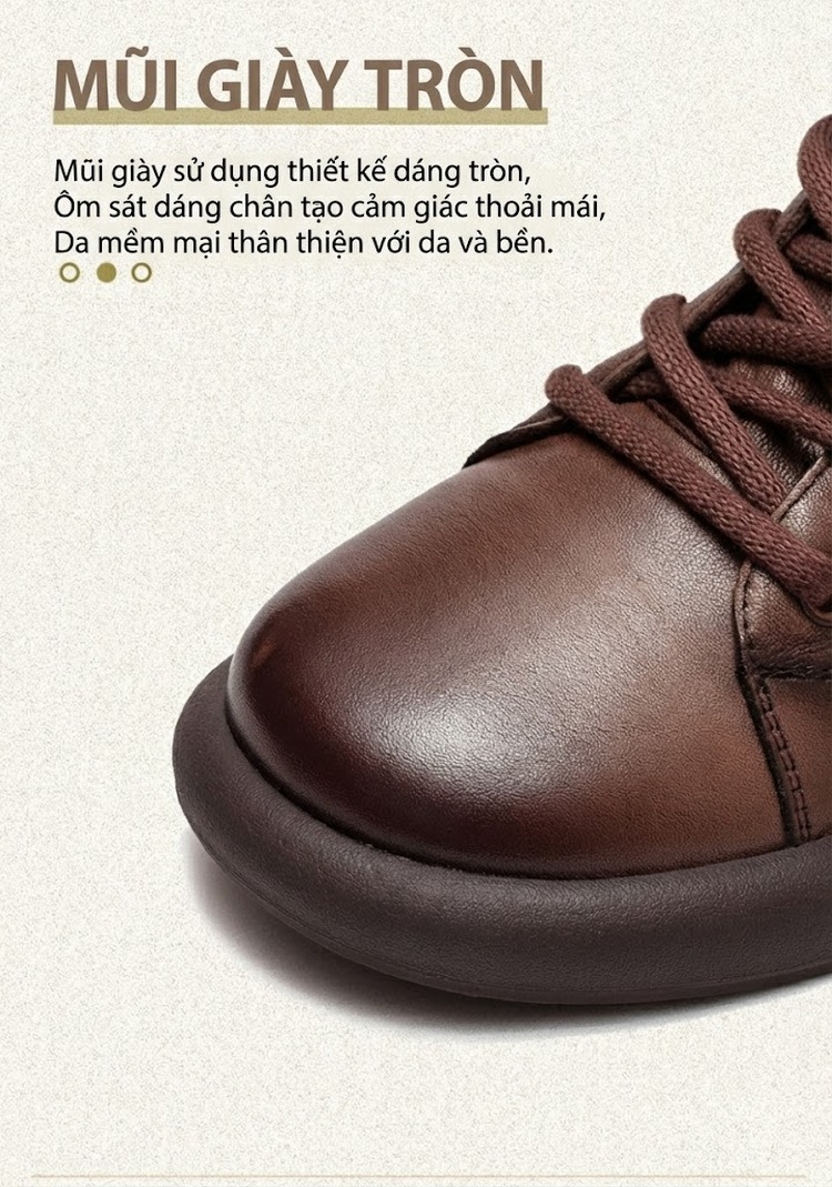 Boot Nữ Da Bò Cổ Ngắn Chiều Cao Đế Khoảng 3cm Màu Đen, Nâu chi tiết 3