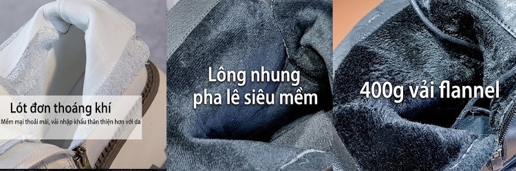 Boot Nữ Da Bò Cổ Ngắn Chiều Cao Đế Khoảng 3cm Màu Đen, Trắng Kem chi tiết 11