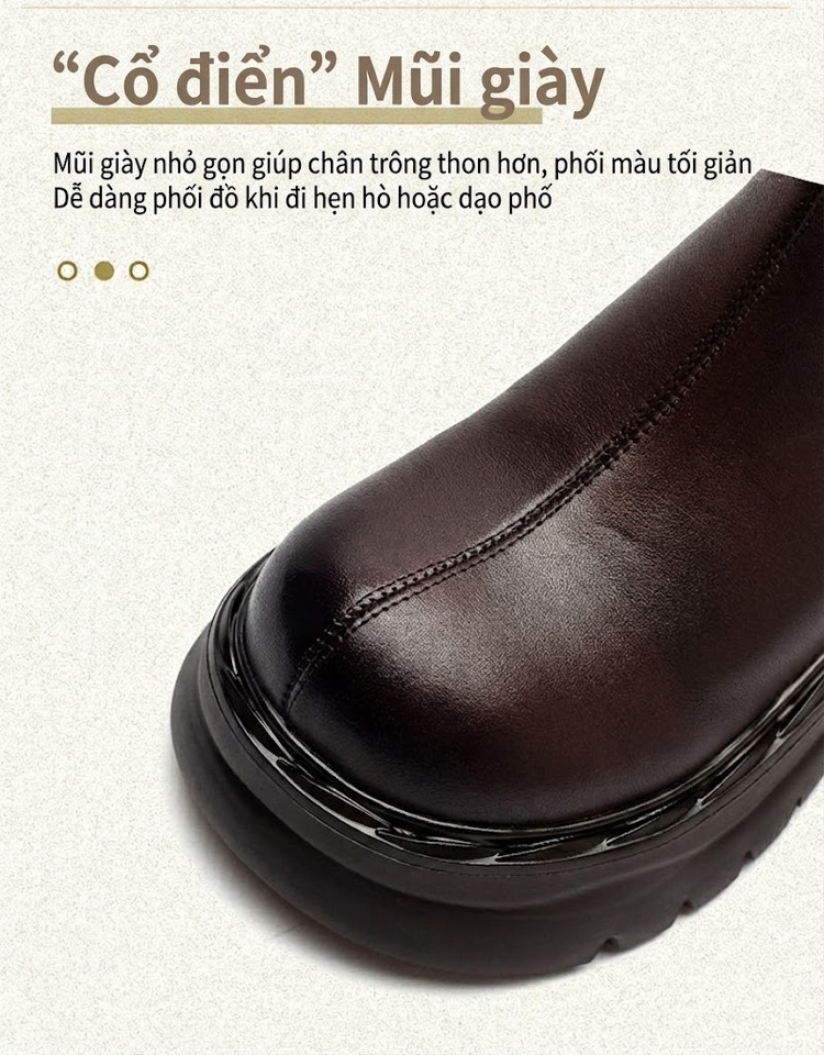 Boot Nữ Da Bò Cổ Ngắn Chiều Cao Đế Khoảng 5cm Phong Cách Hàn Quốc Màu Đen, Nâu chi tiết 4