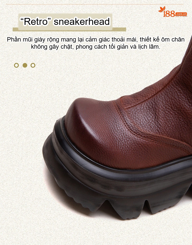 Boot Nữ Da Bò Cổ Ngắn Chiều Cao Đế Khoảng 6cm Màu Đen, Nâu, Xanh Lá chi tiết 4