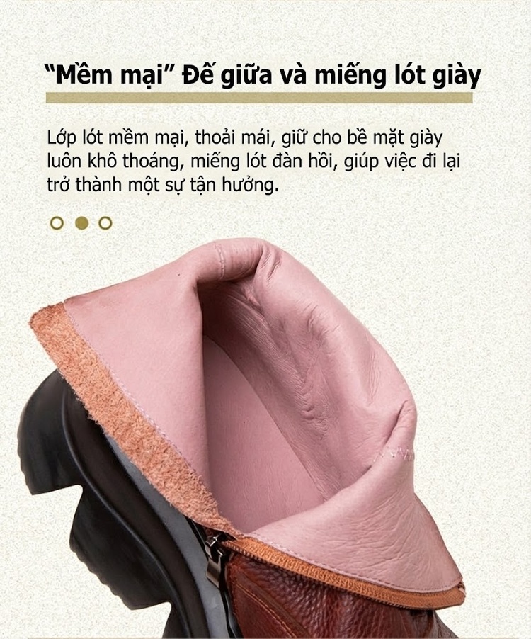 Boot Nữ Da Bò Cổ Ngắn Chiều Cao Đế Khoảng 6cm Màu Đen, Nâu, Xanh Lá chi tiết 6