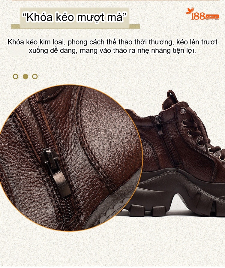 Boot Nữ Da Bò Cổ Ngắn Có Khóa Kéo Bên Hông Chiều Cao Đế Khoảng 6cm Màu Đen, Nâu, Xanh chi tiết 7