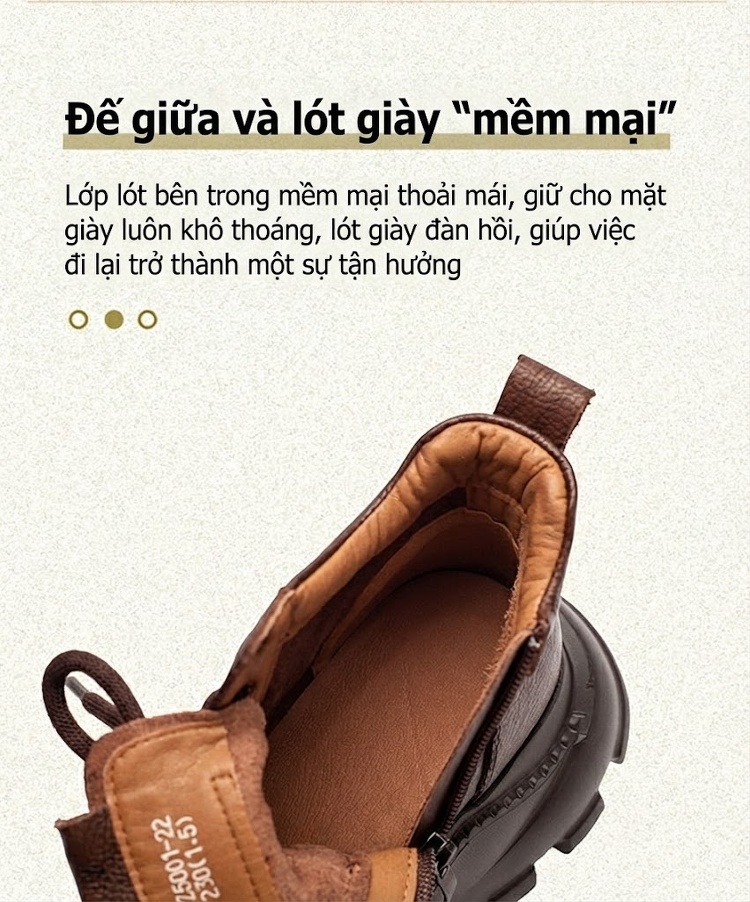 Boot Nữ Da Bò Cổ Ngắn Có Khóa Kéo Bên Hông Chiều Cao Đế Khoảng 6cm Màu Đen, Nâu, Xanh chi tiết 6
