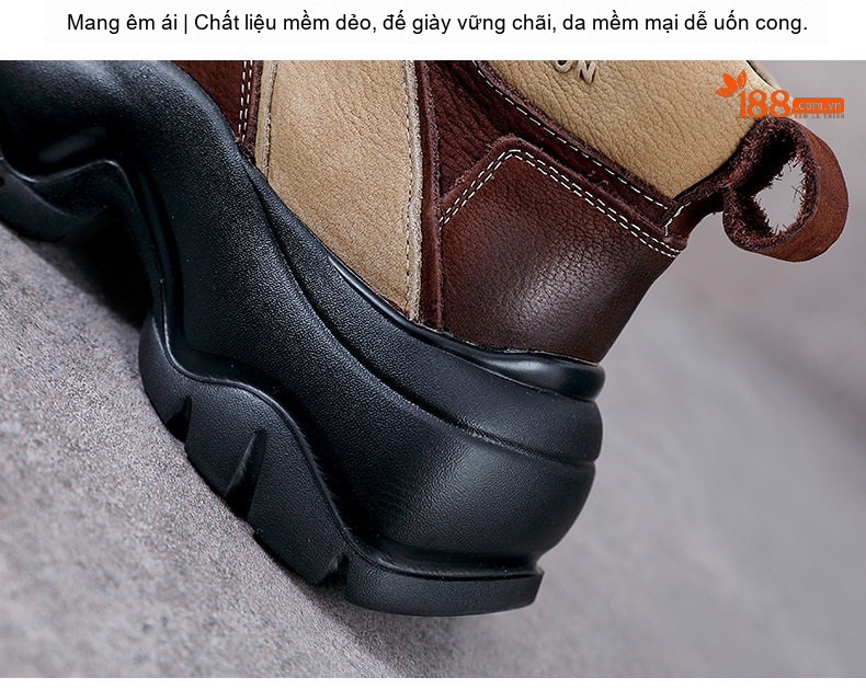 Boot Nữ Da Bò Cổ Ngắn Đế Dày Phong Cách Anh Quốc Chiều Cao Đế Khoảng 5cm Màu Đen, Nâu, Kem chi tiết 8