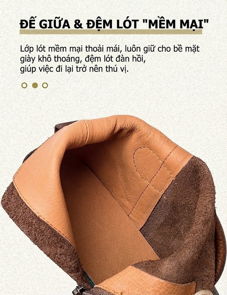 Boot Nữ Da Bò Cổ Ngắn Khóa Bên Hông Chiều Cao Đế Khoảng 1cm Màu Nâu chi tiết 6