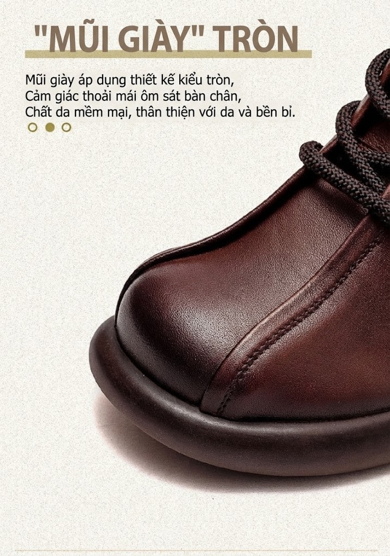 Boot Nữ Da Bò Cổ Ngắn Khoá Kéo Bên Hông Chiều Cao Đế Khoảng 5cm Màu Đen, Nâu chi tiết 3