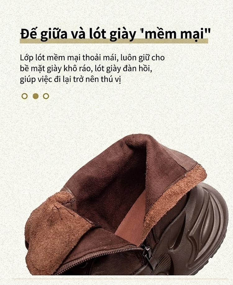 Boot Nữ Da Bò Cổ Ngắn Khóa Kéo Bên Hông Chiều Cao Đế Khoảng 5cm Màu Đen, Nâu chi tiết 6