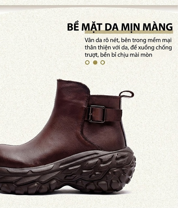 Boot Nữ Da Bò Cổ Ngắn Phong Cách Anh Quốc Chiều Cao Đế Khoảng 5cm Màu Đen, Nâu chi tiết 3