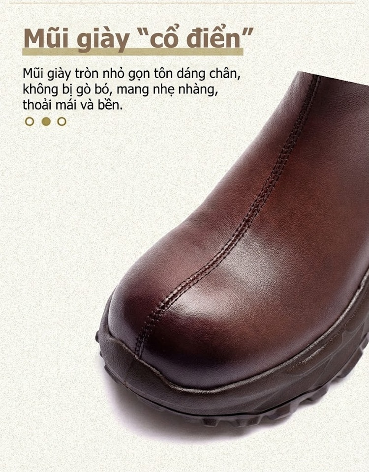 Boot Nữ Da Bò Cổ Ngắn Phong Cách Anh Quốc Chiều Cao Đế Khoảng 5cm Màu Đen, Nâu chi tiết 4