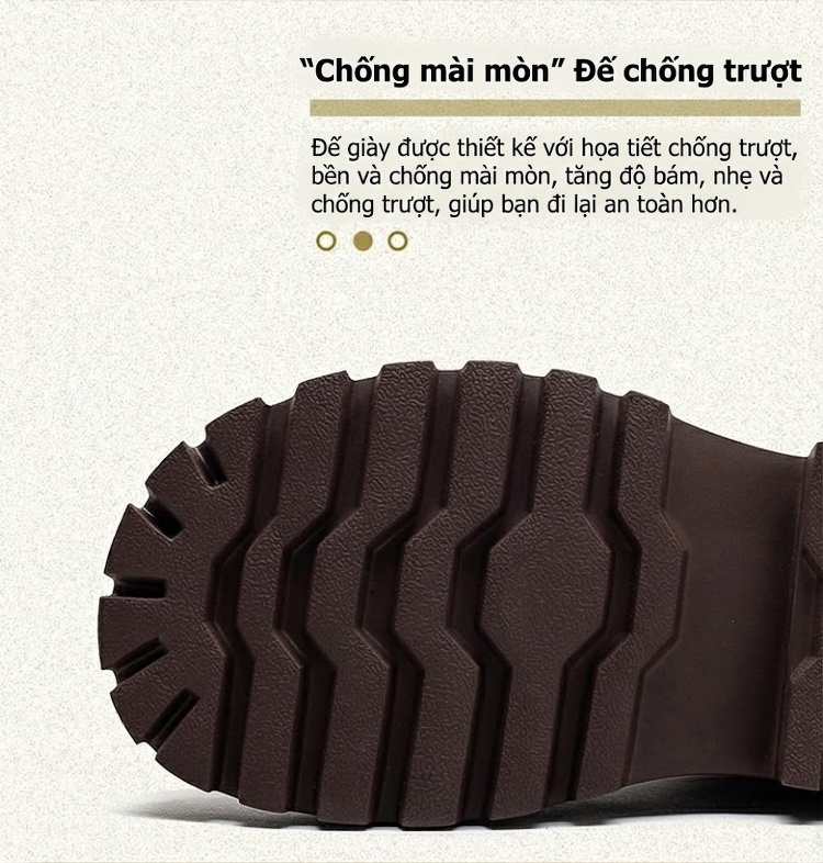 Boot Nữ Da Bò Đế Bánh Mì Chiều Cao Đế Khoảng 5cm Màu Nâu chi tiết 4