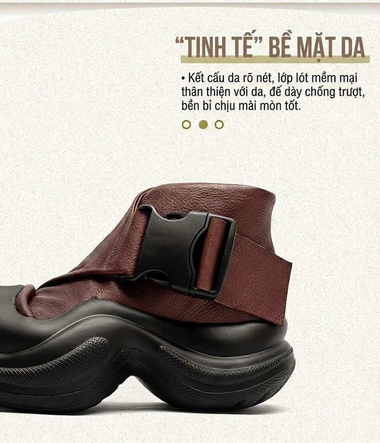 Boot Nữ Da Bò Đế Bánh Mì Chiều Cao Đế Khoảng 5cm Phong Cách Retro Màu Đen, Nâu chi tiết 2