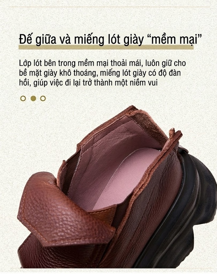 Boot Nữ Da Bò Đế Bệt Dày Dặn Chiều Cao Đế Khoảng 5cm Màu Đen, Nâu, Xanh Lá chi tiết 6