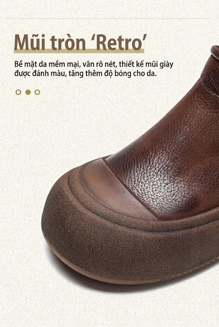 Boot Nữ Da Bò Khóa Bên Hông Chiều Cao Đế Khoảng 4cm Màu Nâu chi tiết 4