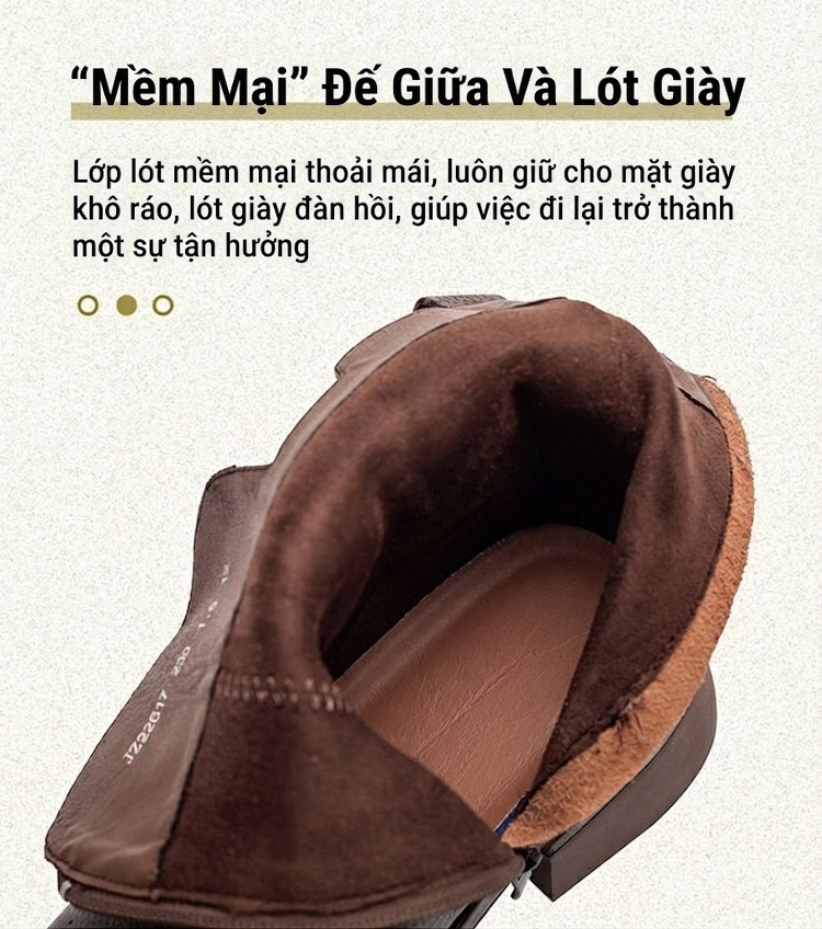 Boot Nữ Da Bò Khóa Cài Bên Hông Chiều Cao Đế Khoảng 5cm Màu Đen, Nâu chi tiết 5