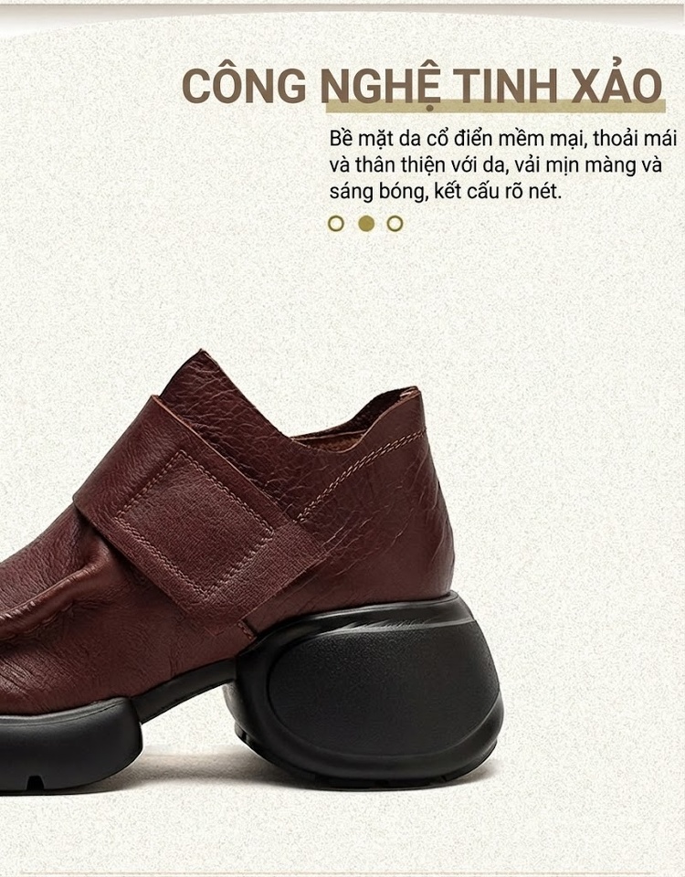 Boot Nữ Da Bò Khóa Kéo Bên Hông Chiều Cao Đế Khoảng 5cm Phong Cách Retro Màu Đen, Nâu chi tiết 3