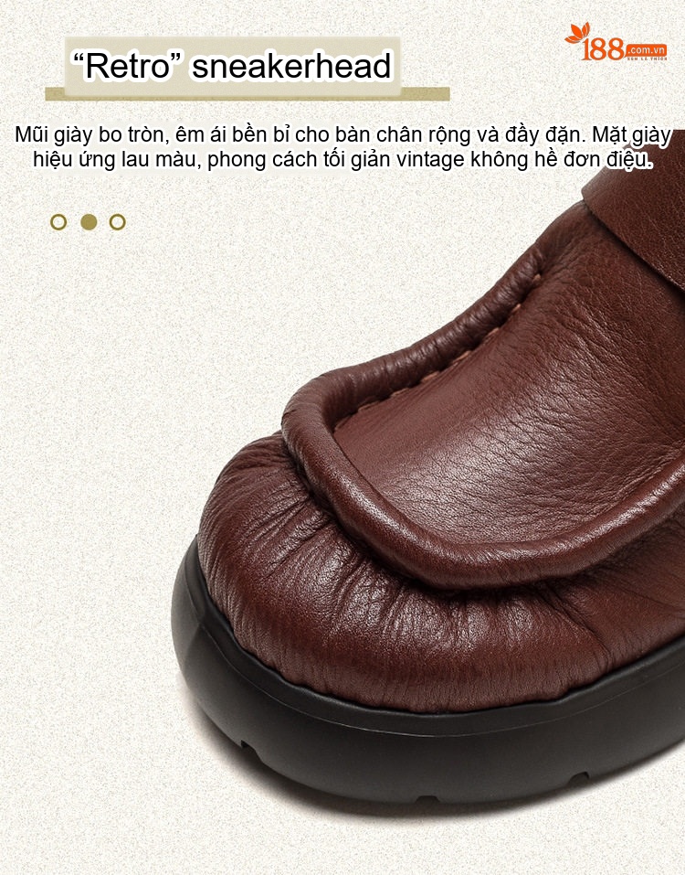 Boot Nữ Da Bò Khóa Kéo Bên Hông Chiều Cao Đế Khoảng 5cm Phong Cách Retro Màu Đen, Nâu chi tiết 4