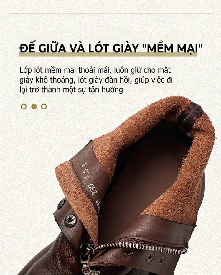 Boot Nữ Da Bò Khóa Kéo Trước Chiều Cao Đế Khoảng 5cm Phong Cách Retro Màu Đen, Nâu chi tiết 5