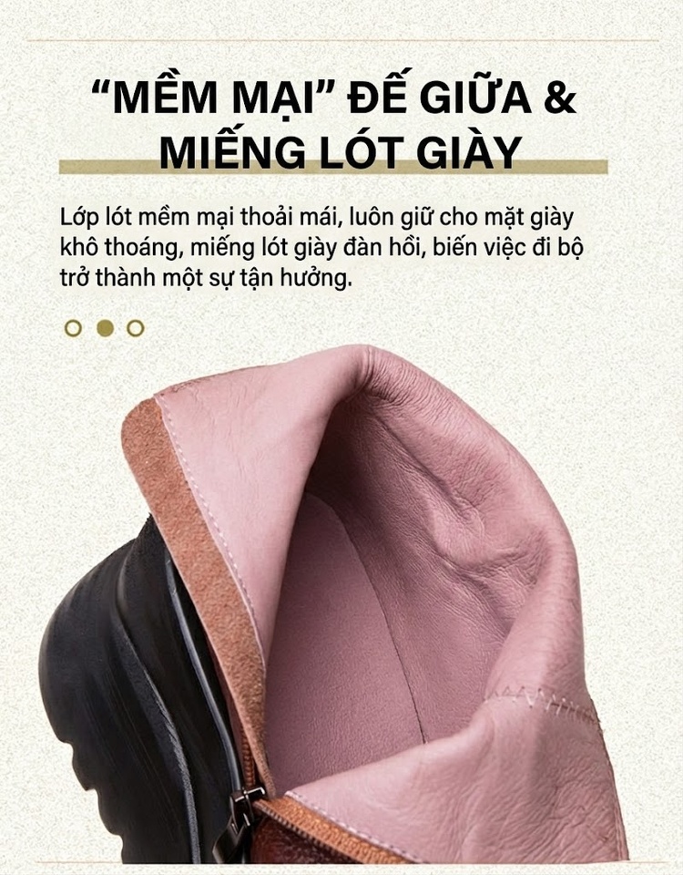Boot Nữ Da Bò Kiểu Anh Chiều Cao Đế Khoảng 6cm Màu Đen, Nâu chi tiết 5
