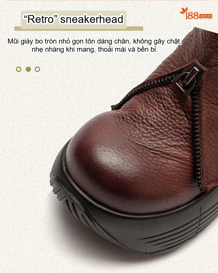 Boot Nữ Da Bò Kiểu Dáng Thời Trang Chiều Cao Đế Khoảng 5cm Màu Đen, Nâu chi tiết 3