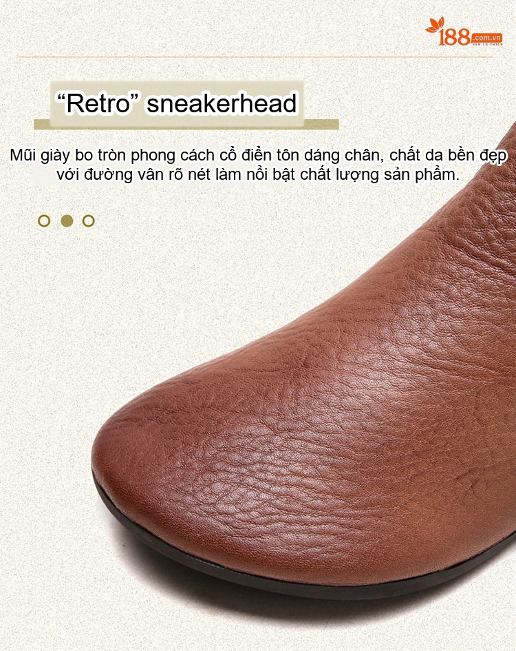 Boot Nữ Da Bò Mềm Mại Chiều Cao Đế Khoảng 2cm Phong Cách Retro Màu Đen, Nâu chi tiết 4