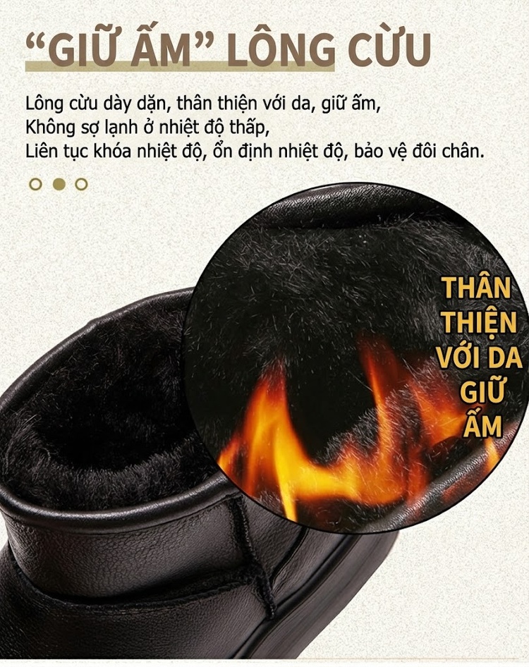 Boot Nữ Da Bóng Lót Lông Chiều Cao Đế Khoảng 5cm Màu Đen, Kem chi tiết 6