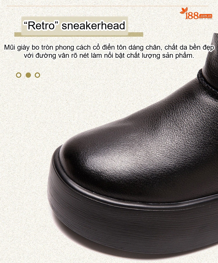 Boot Nữ Da Bóng Lót Lông Chiều Cao Đế Khoảng 5cm Màu Đen, Kem chi tiết 4
