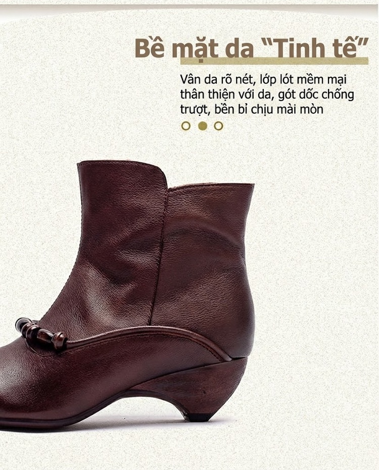 Boot Nữ Da Bóng Mũi Nhọn Chiều Cao Đế Khoảng 5cm Màu Nâu, Xám chi tiết 2