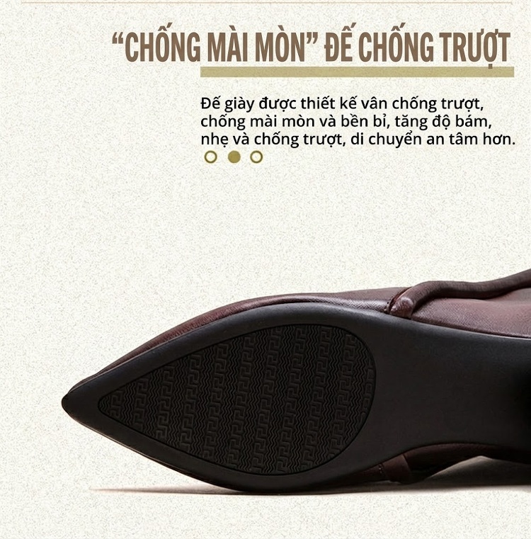 Boot Nữ Da Bóng Mũi Nhọn Khóa Kéo Sau Gót Vuông Chiều Cao Đế Khoảng 3cm Màu Đen, Nâu chi tiết 6