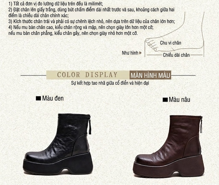 Boot Nữ Da Mềm Chiều Cao Đế Khoảng 6cm Kiểu Chelsea Màu Đen, Nâu chi tiết 2