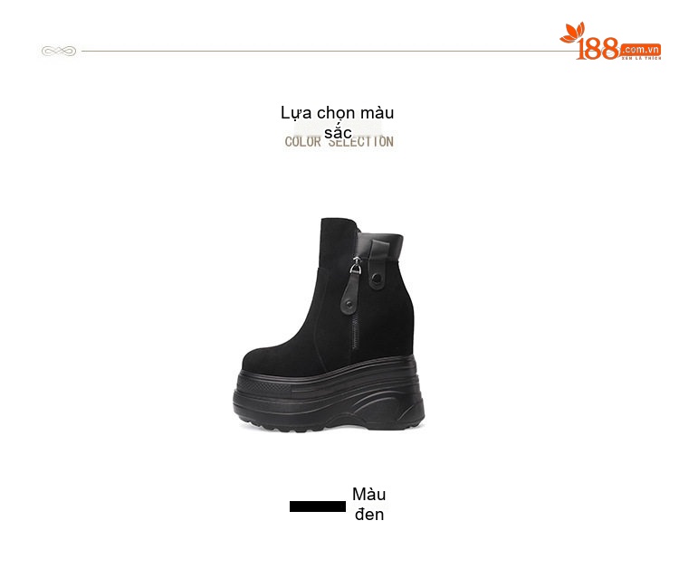 Boot Nữ Da Mờ Đế Xuồng Siêu Cao Chiều Cao Đế Khoảng 14cm Màu Đen chi tiết 2