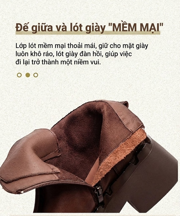 Boot Nữ Da Mờ Khóa Một Bên Chiều Cao Đế Khoảng 5cm Màu Đen, Nâu chi tiết 6