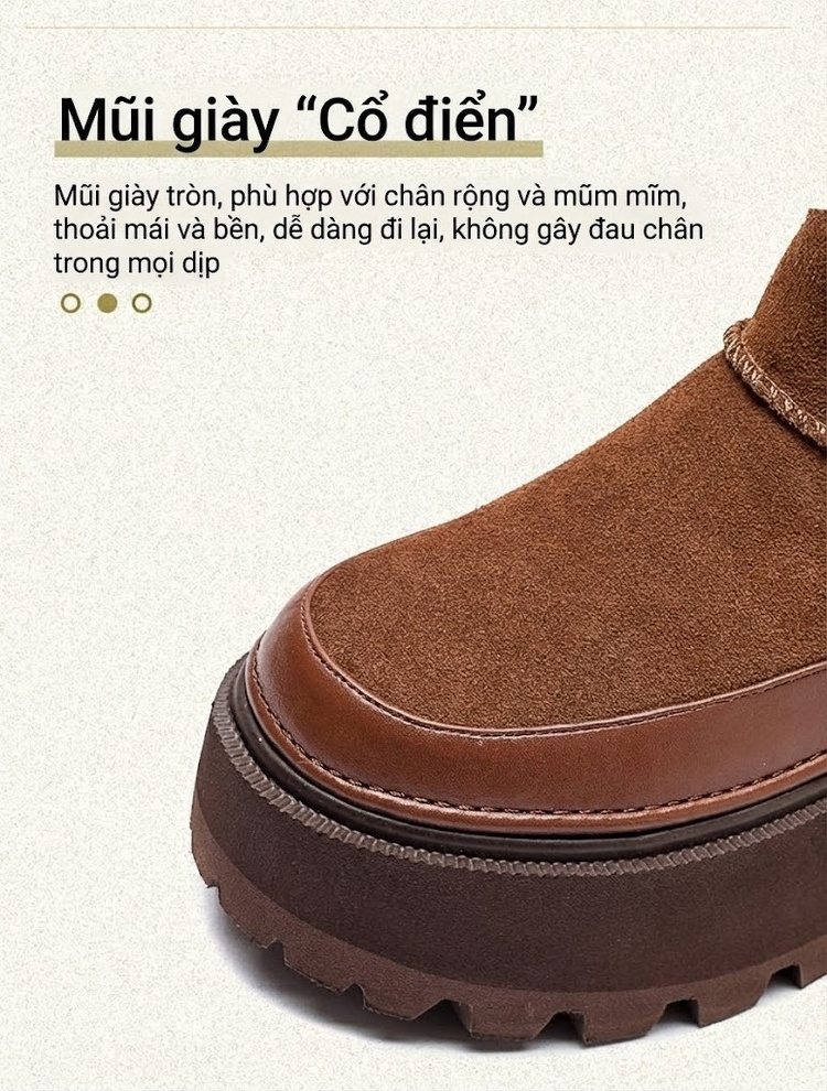 Boot Nữ Da Mờ Lót Lông Chiều Cao Đế Khoảng 6cm Khóa Kéo Bên Hông Màu Đen, Nâu chi tiết 4
