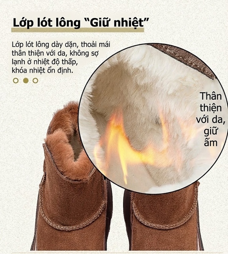 Boot Nữ Da Mờ Lót Lông Chiều Cao Đế Khoảng 6cm Khóa Kéo Bên Hông Màu Đen, Nâu chi tiết 6
