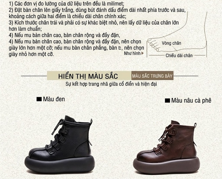 Boot Nữ Da Thật Cổ Lửng Đế Dày Chiều Cao Đế Khoảng 5cm Màu Đen, Nâu chi tiết 3