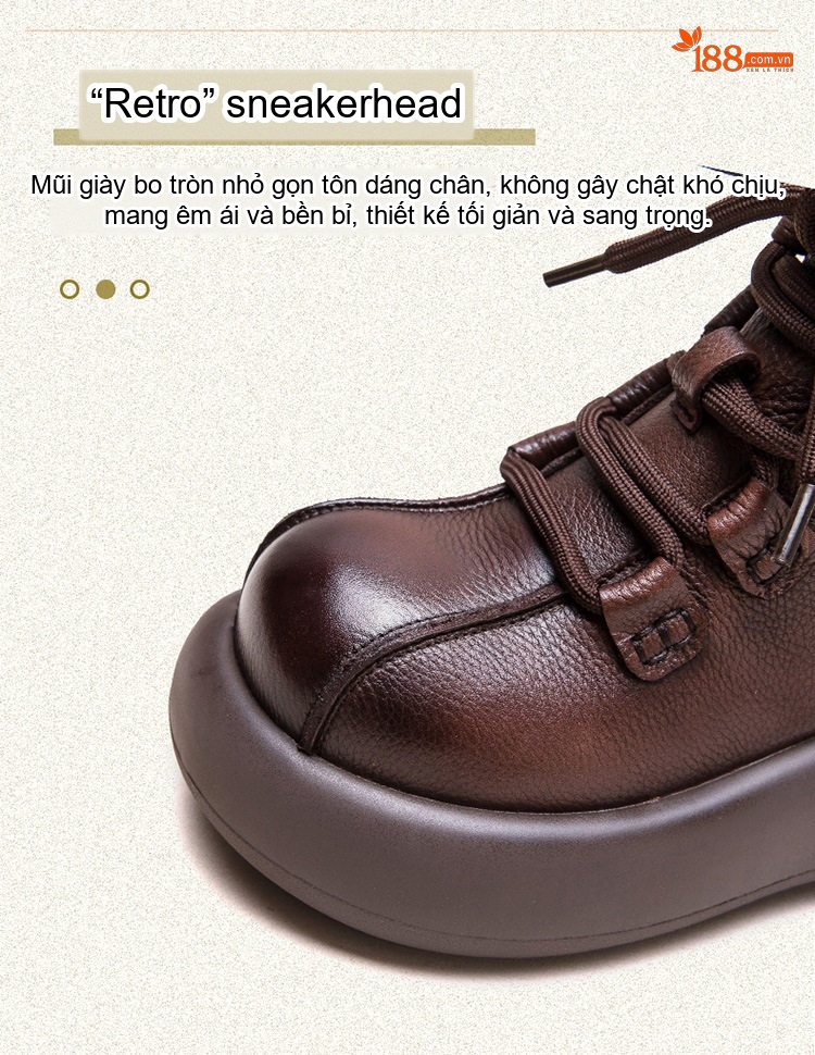 Boot Nữ Da Thật Cổ Lửng Đế Dày Chiều Cao Đế Khoảng 5cm Màu Đen, Nâu chi tiết 5