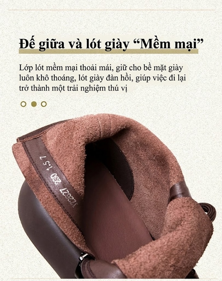 Boot Nữ Da Thật Cổ Lửng Đế Dày Chiều Cao Đế Khoảng 5cm Màu Đen, Nâu chi tiết 7