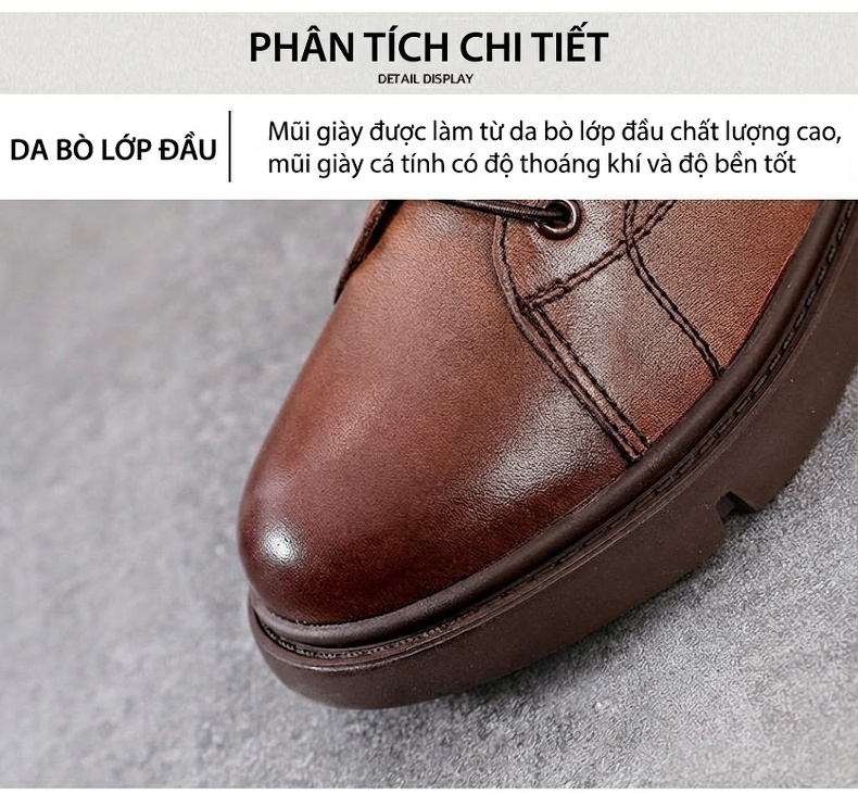 Boot Nữ Da Thật Cổ Ngắn Lót Lông Chiều Cao Đế Khoảng 3cm Màu Đen, Nâu chi tiết 4
