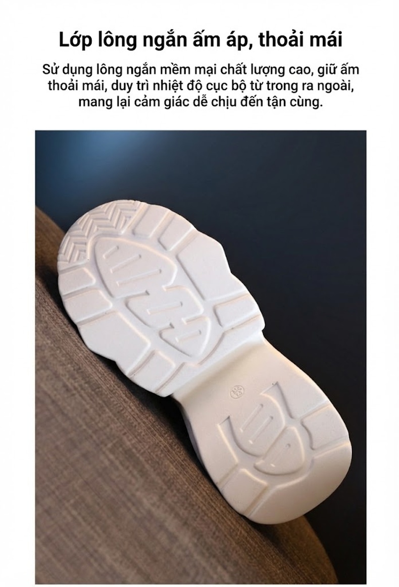 Boot Nữ Đế Cao Lót Lông Giữ Ấm Chống Trượt Chiều Cao Đế Khoảng 8cm Màu Đen, Trắng, Bạc chi tiết 10