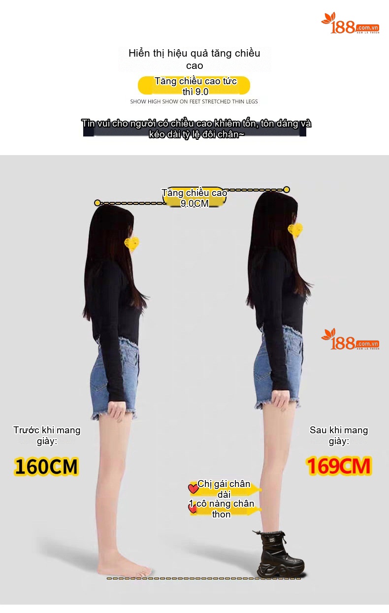Boot Nữ Đế Cao Lót Lông Giữ Ấm Chống Trượt Chiều Cao Đế Khoảng 8cm Màu Đen, Trắng, Bạc chi tiết 5