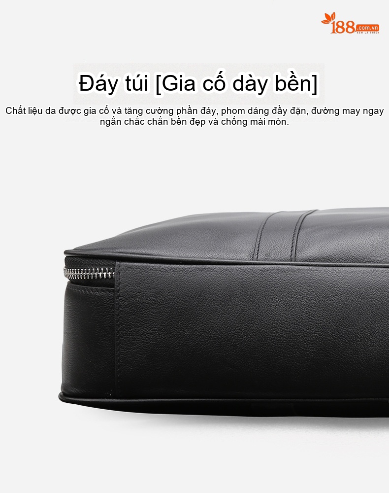 Cặp công sở da bò đựng laptop 14 inch, túi xách tay kiêm đeo chéo chi tiết 17