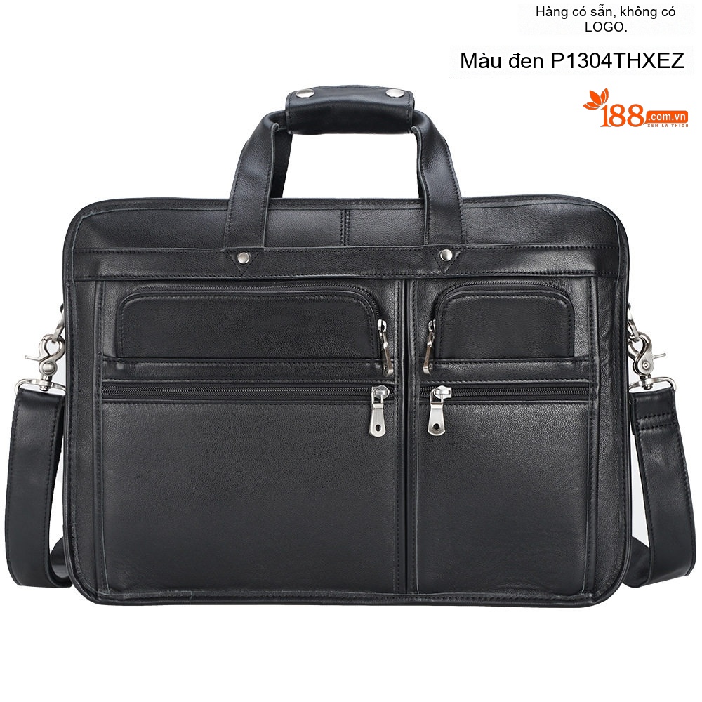 Cặp Công Sở Đựng Laptop Nam Da Bò 17 Inch Có Quai Đeo Chéo Màu Đen, Nâu