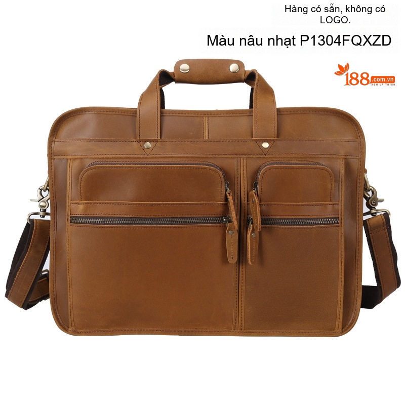 Cặp Công Sở Đựng Laptop Nam Da Bò 17 Inch Có Quai Đeo Chéo Màu Đen, Nâu