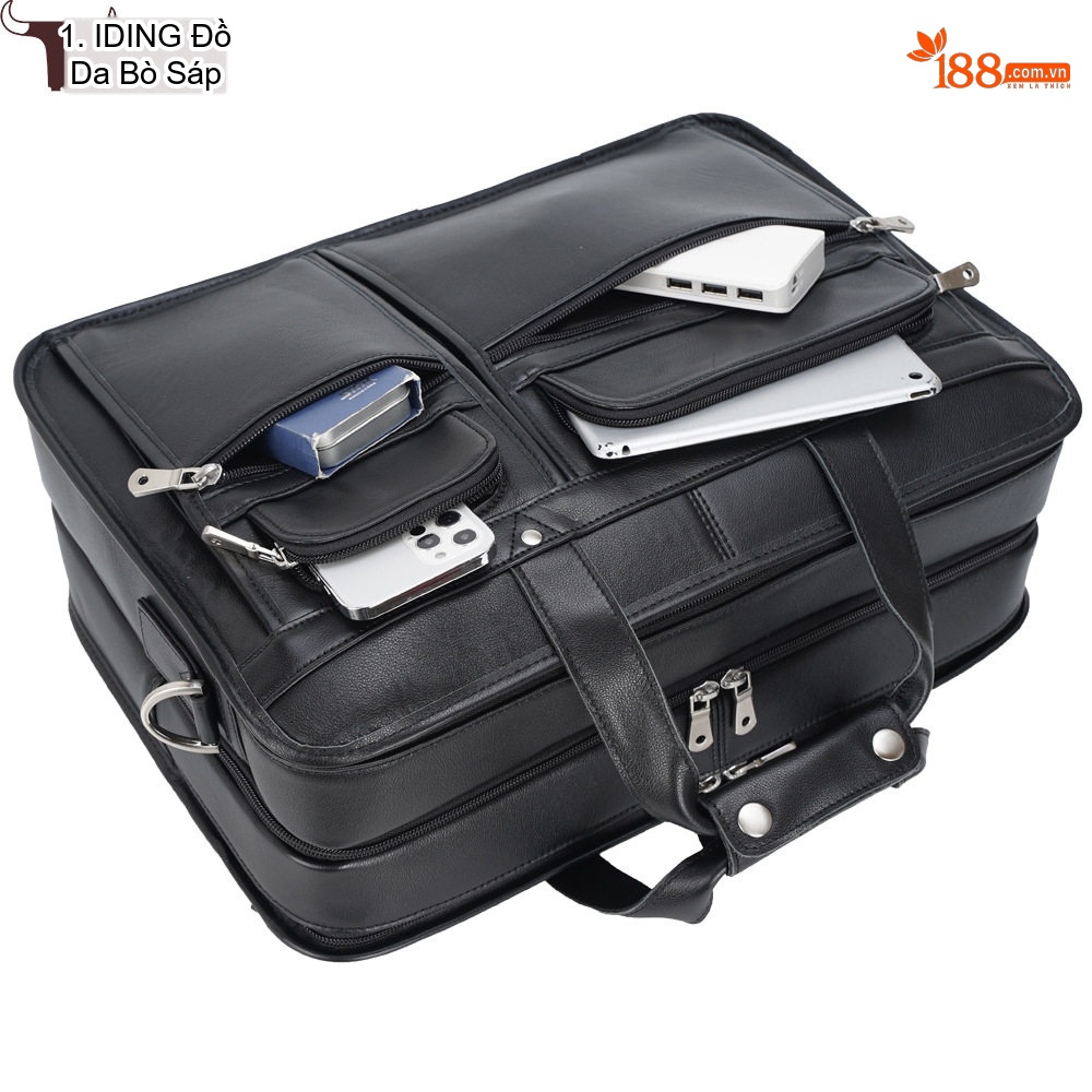 Cặp Công Sở Đựng Laptop Nam Da Bò 17 Inch Có Quai Đeo Chéo Màu Đen, Nâu
