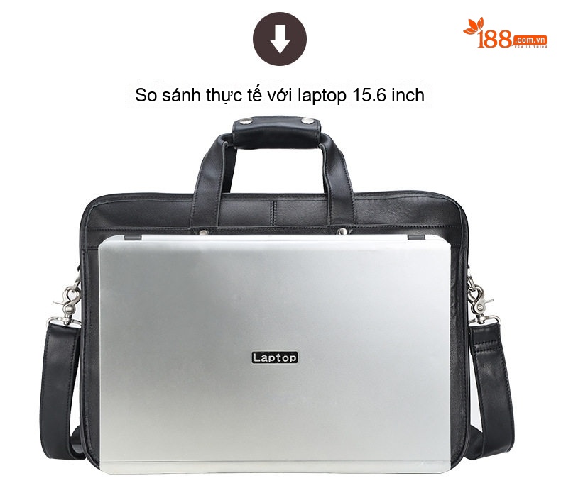 Cặp Công Sở Đựng Laptop Nam Da Bò 17 Inch Có Quai Đeo Chéo Màu Đen, Nâu chi tiết 6