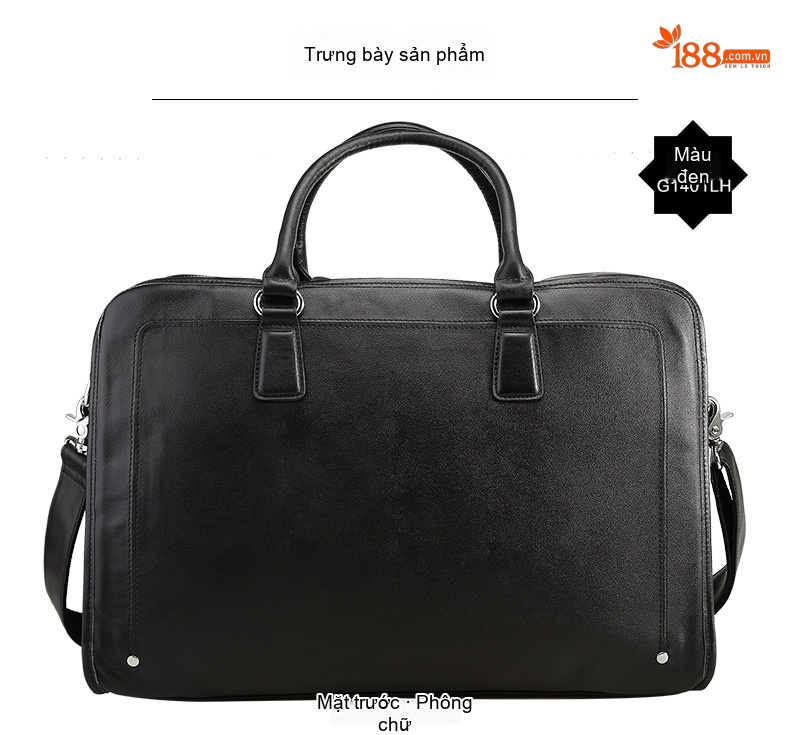 Cặp công sở nam da bò đựng laptop 17 inch, túi xách tay đeo chéo nhiều ngăn chi tiết 11