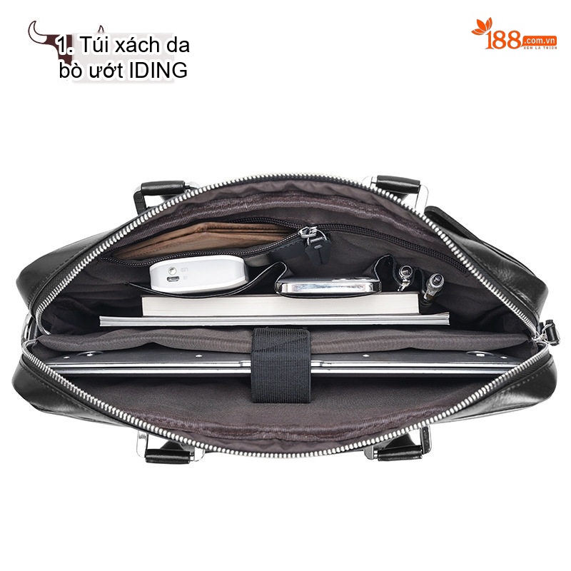 Cặp Công Sở Nam Da Bò Đựng Laptop Có Dây Đeo Màu Đen, Nâu