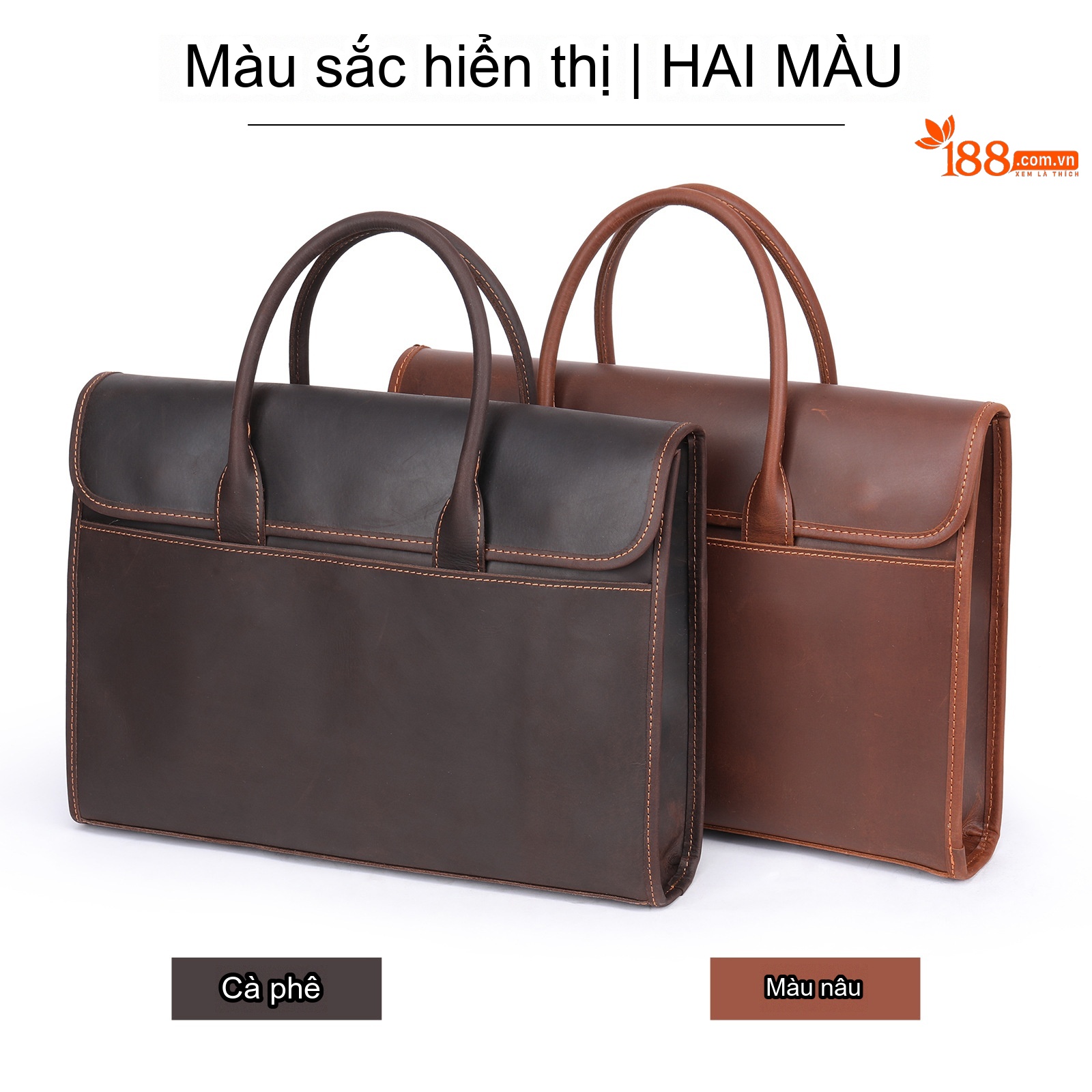 Cặp Công Sở Nam Da Bò Phong Cách Retro Vintage Dung Tích Lớn Màu Nâu chi tiết 12