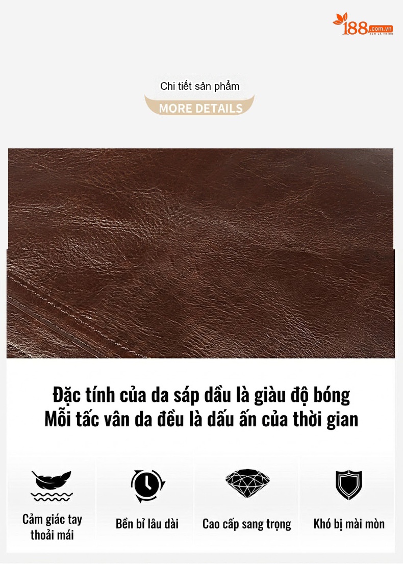 Cặp Công Sở Nam Da Bò Sáp Dầu Vintage Nhiều Ngăn Khóa Kéo Màu Nâu chi tiết 10